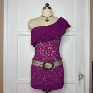 Bebe purple fishnet dress
